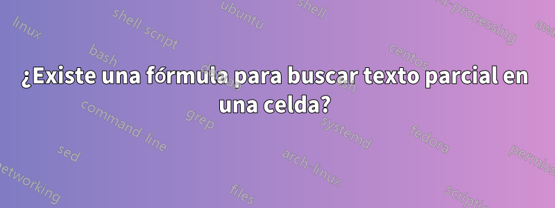 ¿Existe una fórmula para buscar texto parcial en una celda?