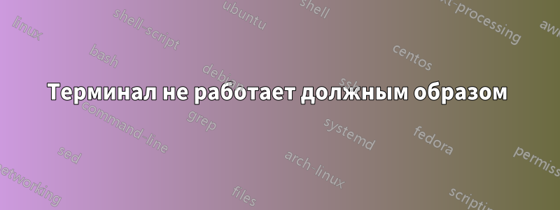 Терминал не работает должным образом