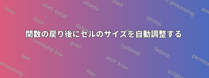 関数の戻り後にセルのサイズを自動調整する