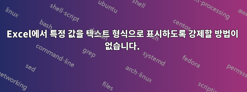 Excel에서 특정 값을 텍스트 형식으로 표시하도록 강제할 방법이 없습니다.