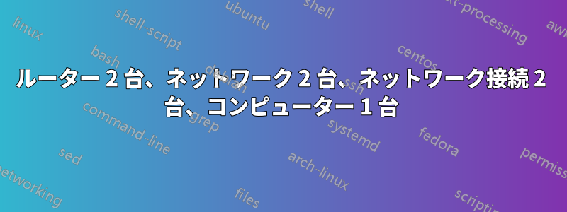 ルーター 2 台、ネットワーク 2 台、ネットワーク接続 2 台、コンピューター 1 台