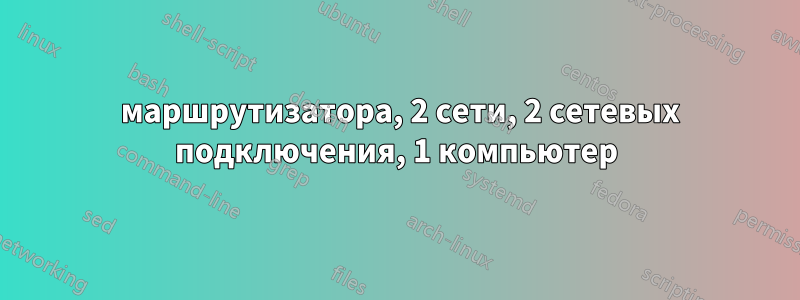 2 маршрутизатора, 2 сети, 2 сетевых подключения, 1 компьютер