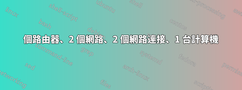 2 個路由器、2 個網路、2 個網路連接、1 台計算機