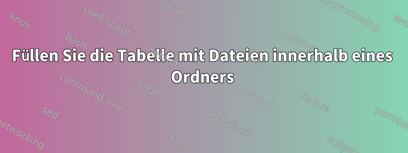 Füllen Sie die Tabelle mit Dateien innerhalb eines Ordners