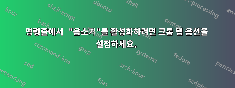 명령줄에서 "음소거"를 활성화하려면 크롬 탭 옵션을 설정하세요.