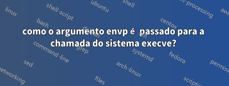 como o argumento envp é passado para a chamada do sistema execve?