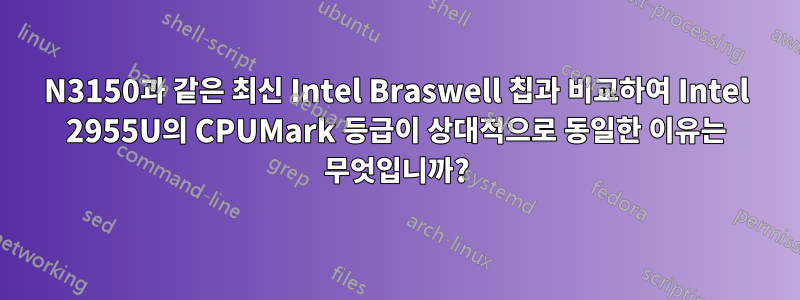 N3150과 같은 최신 Intel Braswell 칩과 비교하여 Intel 2955U의 CPUMark 등급이 상대적으로 동일한 이유는 무엇입니까?