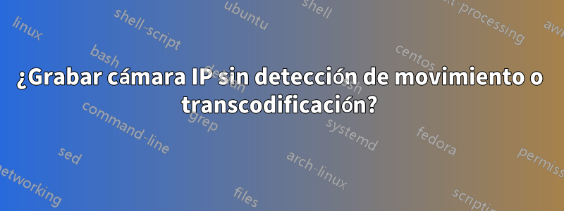 ¿Grabar cámara IP sin detección de movimiento o transcodificación?