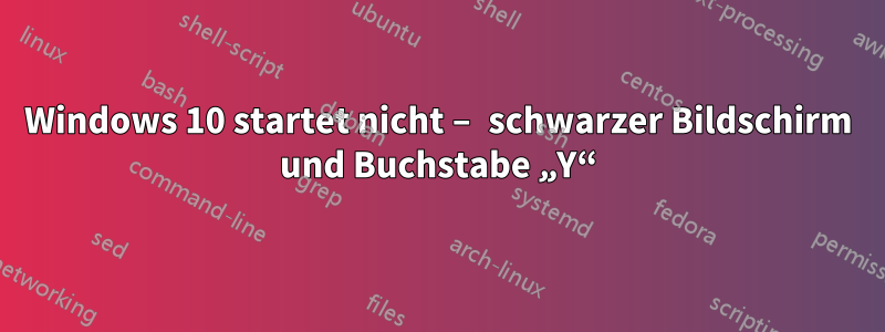 Windows 10 startet nicht – schwarzer Bildschirm und Buchstabe „Y“