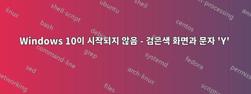 Windows 10이 시작되지 않음 - 검은색 화면과 문자 'Y'