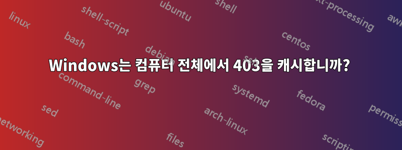 Windows는 컴퓨터 전체에서 403을 캐시합니까?