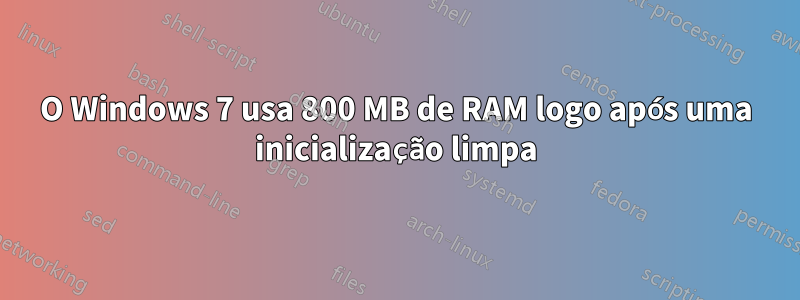 O Windows 7 usa 800 MB de RAM logo após uma inicialização limpa