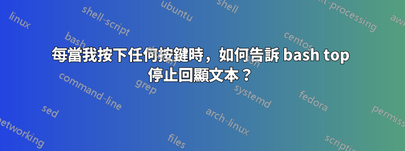 每當我按下任何按鍵時，如何告訴 bash top 停止回顯文本？