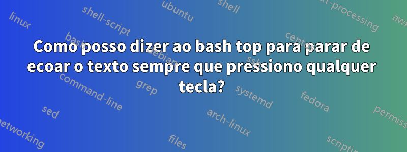 Como posso dizer ao bash top para parar de ecoar o texto sempre que pressiono qualquer tecla?