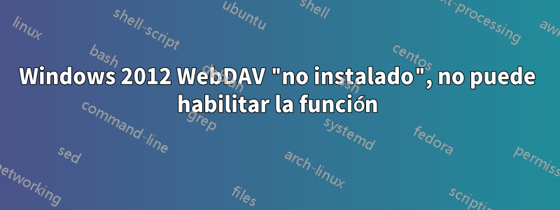 Windows 2012 WebDAV "no instalado", no puede habilitar la función