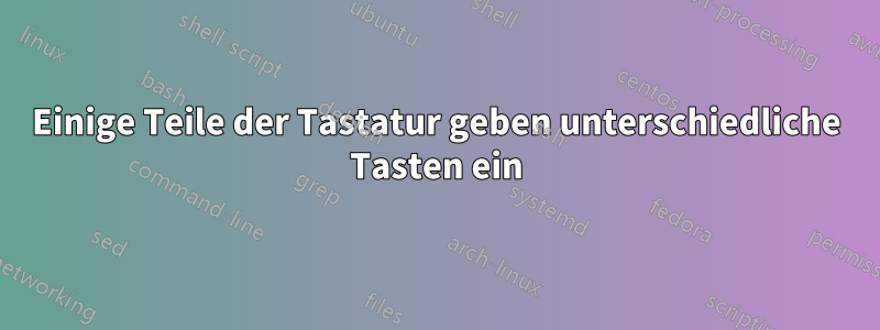 Einige Teile der Tastatur geben unterschiedliche Tasten ein