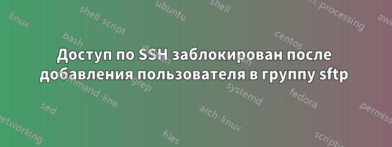 Доступ по SSH заблокирован после добавления пользователя в группу sftp