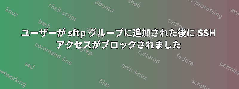 ユーザーが sftp グループに追加された後に SSH アクセスがブロックされました