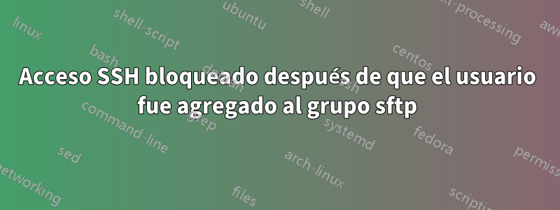 Acceso SSH bloqueado después de que el usuario fue agregado al grupo sftp