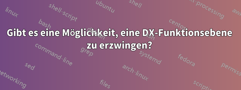 Gibt es eine Möglichkeit, eine DX-Funktionsebene zu erzwingen?