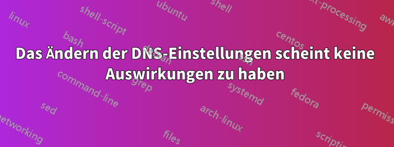 Das Ändern der DNS-Einstellungen scheint keine Auswirkungen zu haben