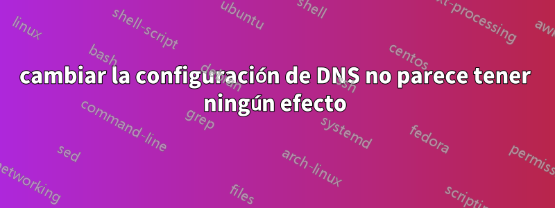 cambiar la configuración de DNS no parece tener ningún efecto