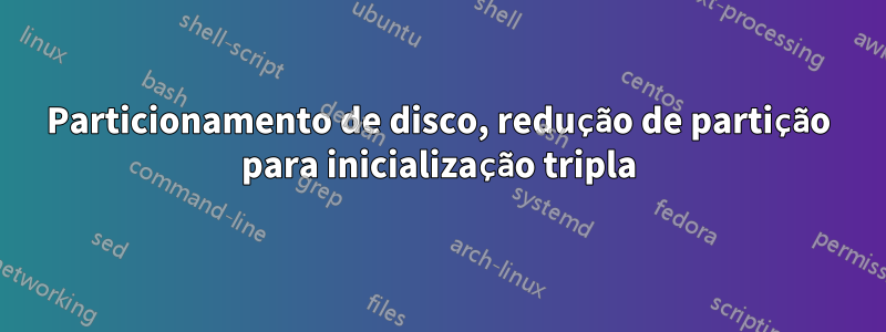 Particionamento de disco, redução de partição para inicialização tripla