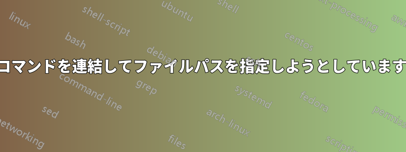 コマンドを連結してファイルパスを指定しようとしています