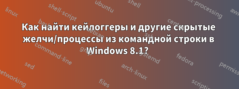 Как найти кейлоггеры и другие скрытые желчи/процессы из командной строки в Windows 8.1? 