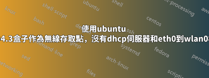 使用ubuntu 14.04.3盒子作為無線存取點，沒有dhcp伺服器和eth0到wlan0橋接