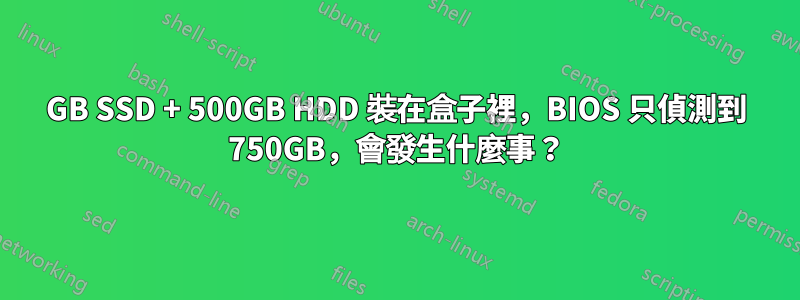 500GB SSD + 500GB HDD 裝在盒子裡，BIOS 只偵測到 750GB，會發生什麼事？