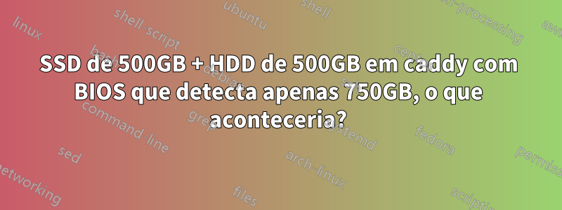 SSD de 500GB + HDD de 500GB em caddy com BIOS que detecta apenas 750GB, o que aconteceria?