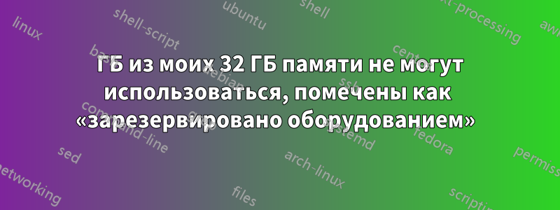 16 ГБ из моих 32 ГБ памяти не могут использоваться, помечены как «зарезервировано оборудованием» 