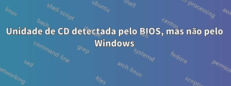 Unidade de CD detectada pelo BIOS, mas não pelo Windows