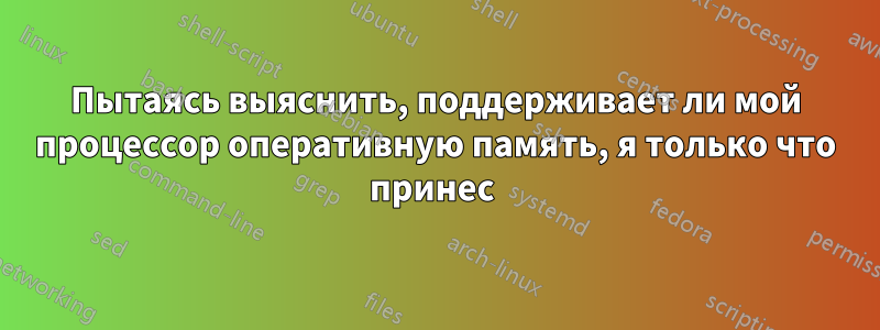 Пытаясь выяснить, поддерживает ли мой процессор оперативную память, я только что принес 