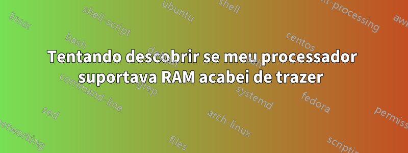 Tentando descobrir se meu processador suportava RAM acabei de trazer 