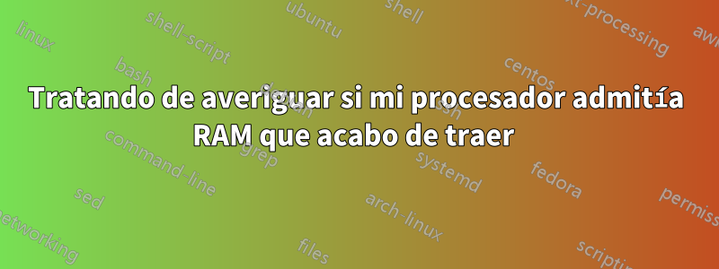 Tratando de averiguar si mi procesador admitía RAM que acabo de traer 