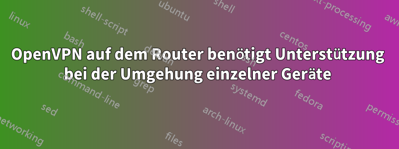 OpenVPN auf dem Router benötigt Unterstützung bei der Umgehung einzelner Geräte