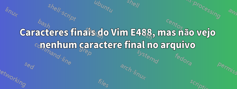 Caracteres finais do Vim E488, mas não vejo nenhum caractere final no arquivo