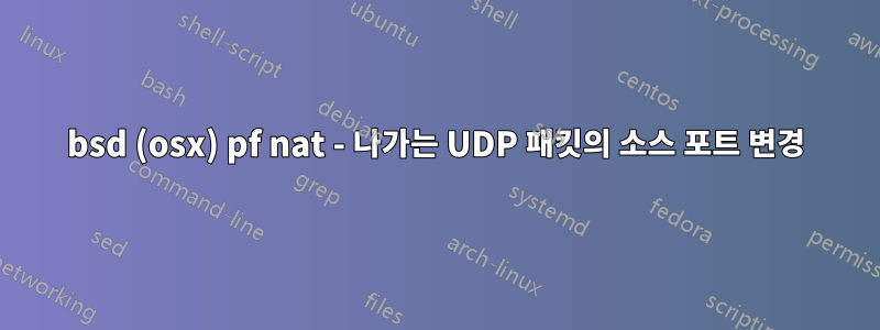 bsd (osx) pf nat - 나가는 UDP 패킷의 소스 포트 변경