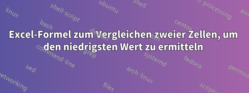 Excel-Formel zum Vergleichen zweier Zellen, um den niedrigsten Wert zu ermitteln