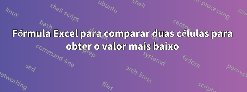 Fórmula Excel para comparar duas células para obter o valor mais baixo