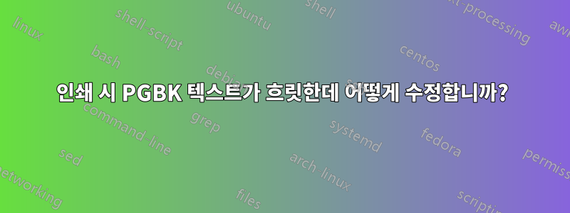 인쇄 시 PGBK 텍스트가 흐릿한데 어떻게 수정합니까?