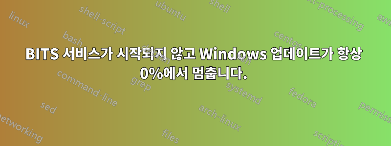 BITS 서비스가 시작되지 않고 Windows 업데이트가 항상 0%에서 멈춥니다.