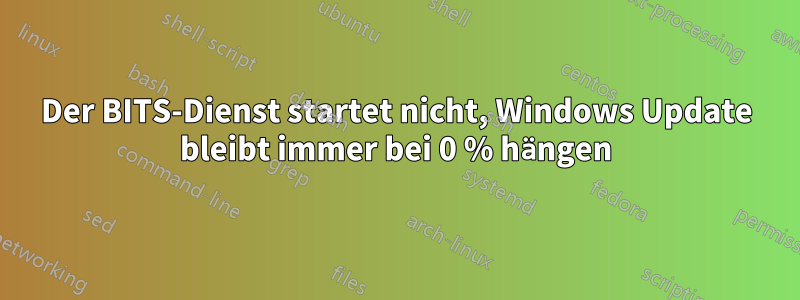 Der BITS-Dienst startet nicht, Windows Update bleibt immer bei 0 % hängen