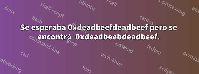 Se esperaba 0xdeadbeefdeadbeef pero se encontró 0xdeadbeebdeadbeef.