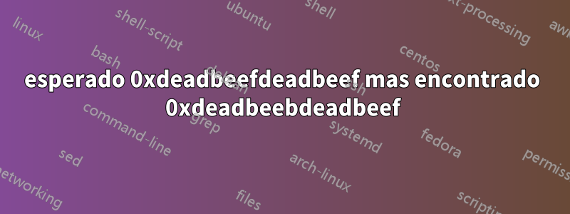 esperado 0xdeadbeefdeadbeef mas encontrado 0xdeadbeebdeadbeef