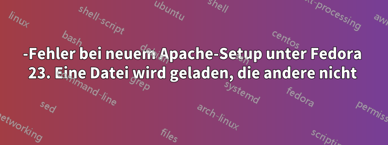 500-Fehler bei neuem Apache-Setup unter Fedora 23. Eine Datei wird geladen, die andere nicht