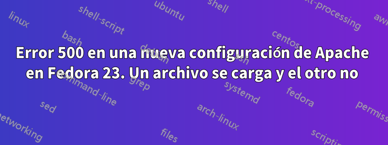 Error 500 en una nueva configuración de Apache en Fedora 23. Un archivo se carga y el otro no