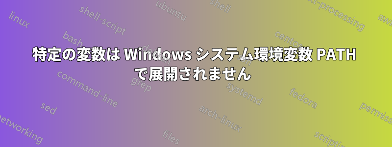 特定の変数は Windows システム環境変数 PATH で展開されません 